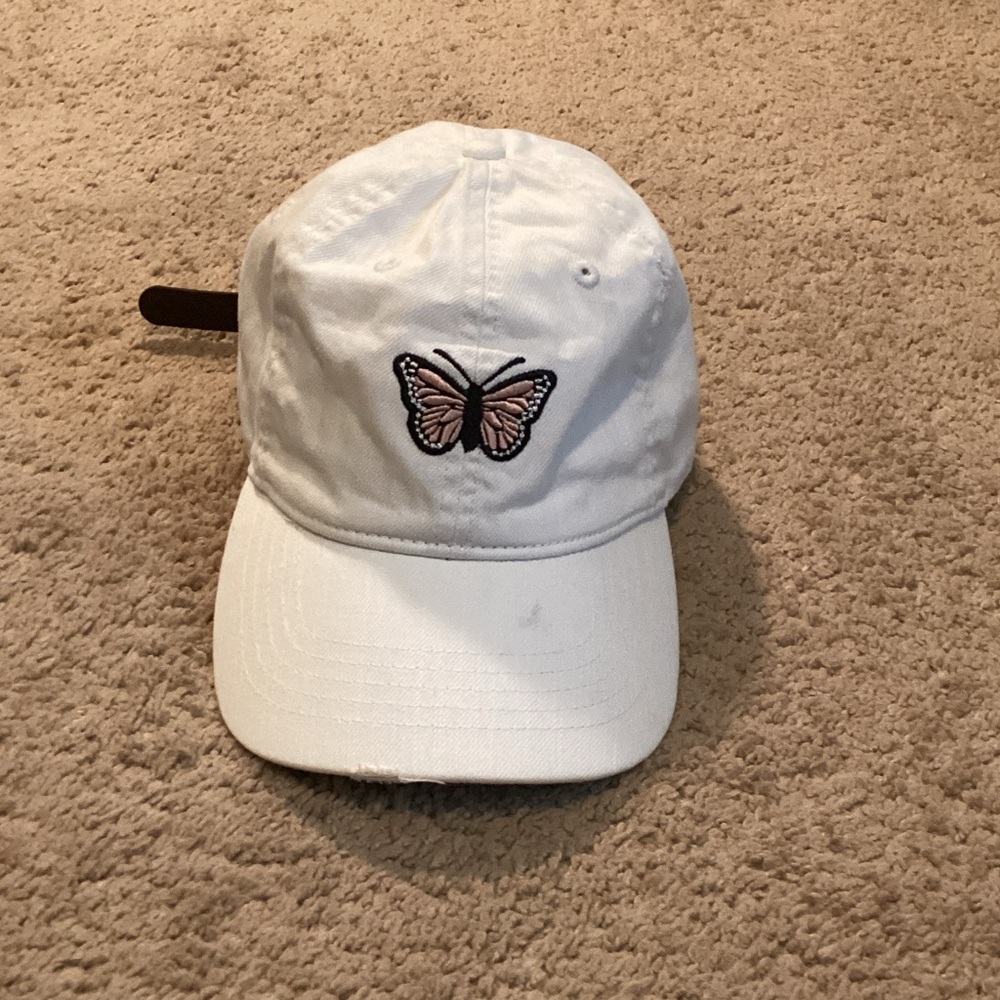 Kids White Butterfly Cap